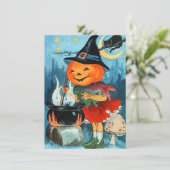 Invitations vintages de Halloween de citrouille (Debout devant)