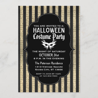 Invitations vintages de la fête Costume d'Hallowee