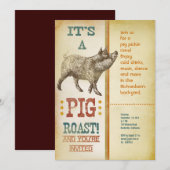 Invitations Vintages de la fête du rôti de porc (Devant / Derrière)