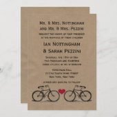 Invitations Vintages de mariage à bicyclette (Devant / Derrière)