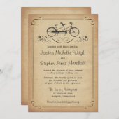 Invitations Vintages de mariage à bicyclette en ta (Devant / Derrière)