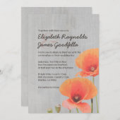 Invitations vintages de mariage avec le pavot (Devant / Derrière)