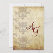 INVITATIONS VINTAGES DE MARIAGE DAMASSÉ (Devant)