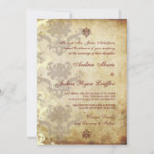 INVITATIONS VINTAGES DE MARIAGE DAMASSÉ (Dos)