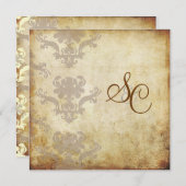 INVITATIONS VINTAGES DE MARIAGE DAMASSÉ (Devant / Derrière)