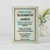 Invitations Vintages de mariage d'Aqua (Debout devant)