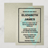 Invitations Vintages de mariage d'Aqua (Devant / Derrière)