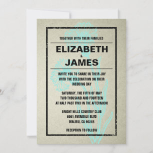 Invitations Vintages de mariage d'Aqua