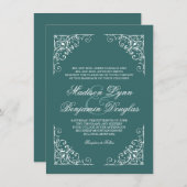 Invitations Vintages de mariage d'Aqua Frame (Devant / Derrière)