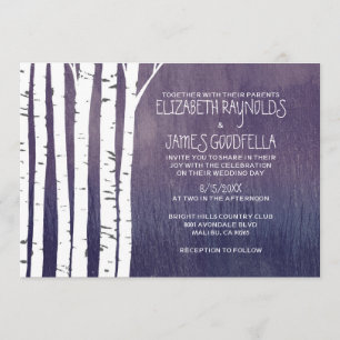 Invitations vintages de mariage d'arbre de bouleau