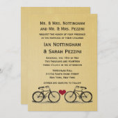 Invitations vintages de mariage de bicyclette (Devant / Derrière)