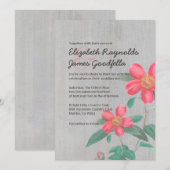 Invitations vintages de mariage de camélia (Devant / Derrière)