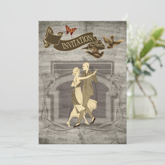 Invitations vintages de mariage de couples (Debout devant)