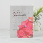 Invitations vintages de mariage de géranium (Debout devant)