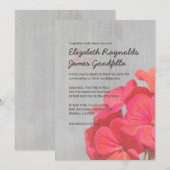 Invitations vintages de mariage de géranium (Devant / Derrière)