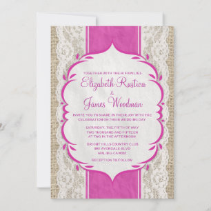 Invitations Vintages de mariage de lacet et de lin