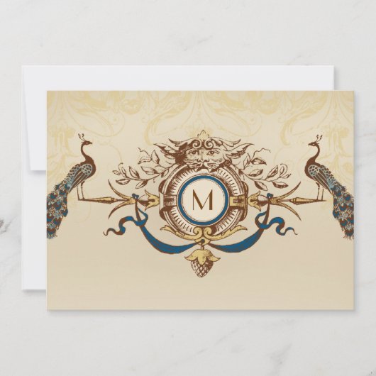 Invitations vintages de mariage de monogramme (Devant)