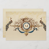 Invitations vintages de mariage de monogramme (Devant / Derrière)