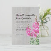 Invitations vintages de mariage de muflier (Debout devant)