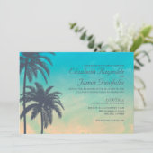 Invitations vintages de mariage de palmier (Debout devant)