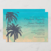 Invitations vintages de mariage de palmier (Devant / Derrière)