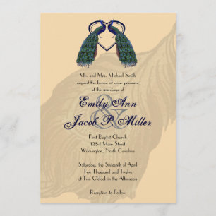 Invitations vintages de mariage de paon
