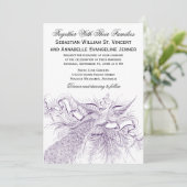 Invitations vintages de mariage de paon (Debout devant)
