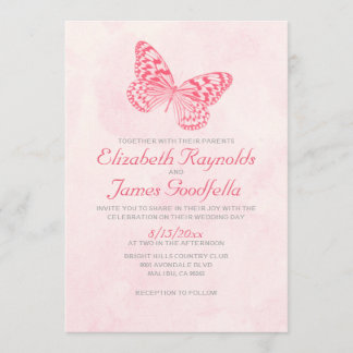 Invitations Vintages de mariage de papillons