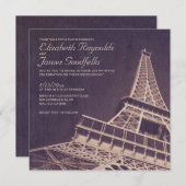 Invitations vintages de mariage de Paris (Devant / Derrière)