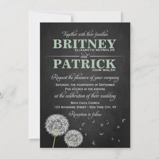 Invitations vintages de mariage de pissenlit de (Devant)