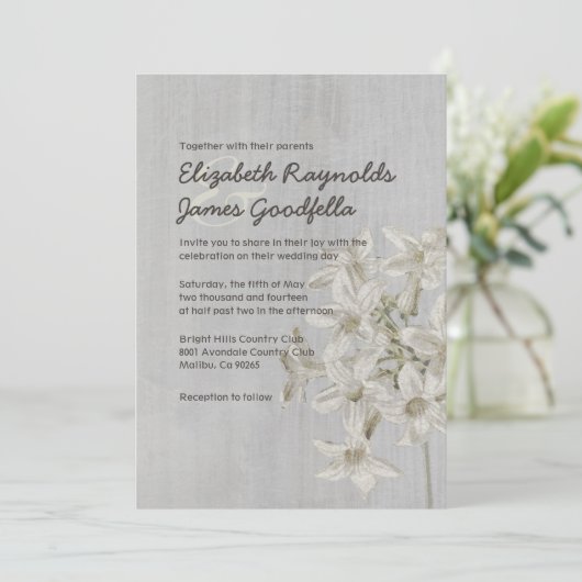 Invitations vintages de mariage de Stephanotis (Debout devant)