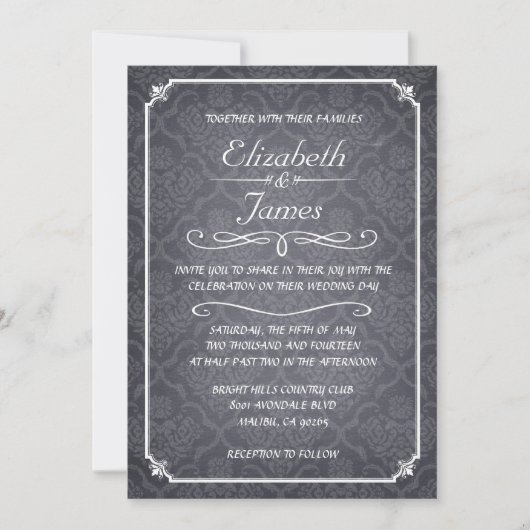 Invitations vintages de mariage de tableau de (Devant)