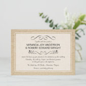 Invitations vintages de mariage de toile de jute (Debout devant)