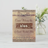 Invitations vintages de mariage de toile de jute (Debout devant)