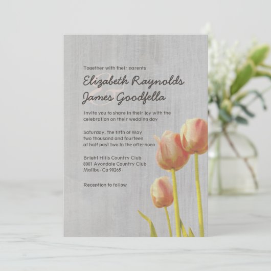 Invitations vintages de mariage de tulipe (Debout devant)
