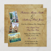 Invitations vintages de mariage de Venise (Devant / Derrière)