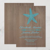 Invitations vintages de mariage d'étoiles de mer (Devant / Derrière)