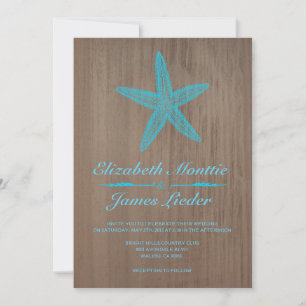 Invitations vintages de mariage d'étoiles de mer