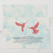 Invitations Vintages de mariage d'oiseaux rouges (Devant / Derrière)