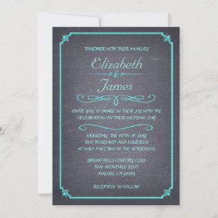 Invitations Vintages de mariage en tableau noir Aq