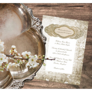 Invitations vintages de mariage floral