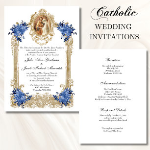 INVITATIONS vintages DE MARIAGE FLORAL BLEU