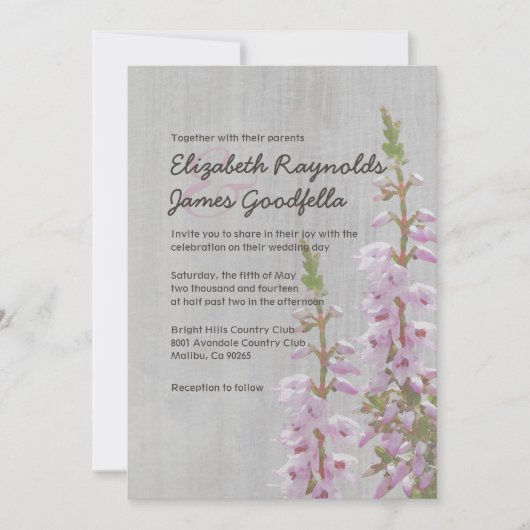 Invitations Vintages de mariage Heather (Devant)
