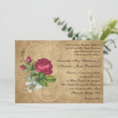 Invitations vintages de mariage Rose Fuchsia (Debout devant)