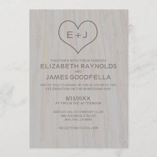 Invitations Vintages de mariage sur le grain de bo