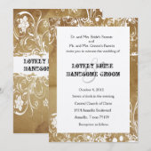 Invitations Vintages de mariage sur papier et dent (Devant / Derrière)