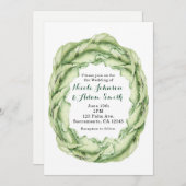 Invitations vintages de mariage tropical chic Feui (Devant / Derrière)