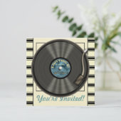 Invitations vintages de partie de disque vinyle (Debout devant)