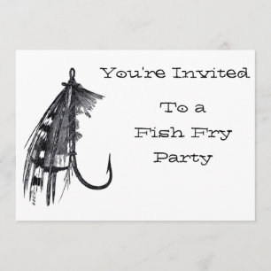 Invitations vintages de partie de friture de