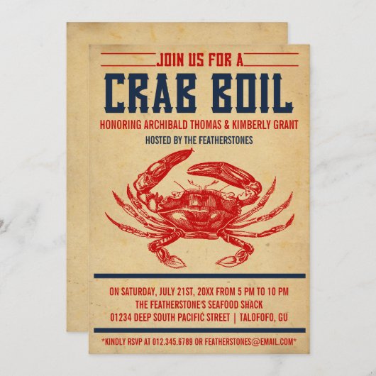 Invitations vintages de partie d'ébullition de (Devant / Derrière)